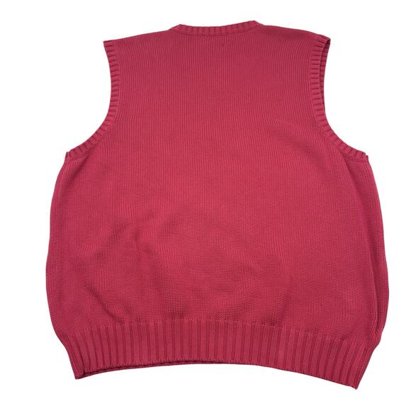 Polo Ralph Lauren Mens VTG Heavyweight Pink Cable Knit Cotton Sweater Vest Sz XL - Picture 6 of 10